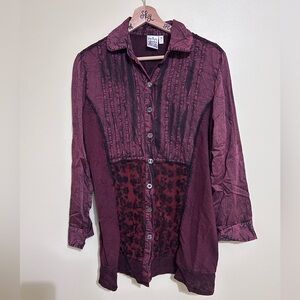 Cotton Maroon Button Down Shirt
